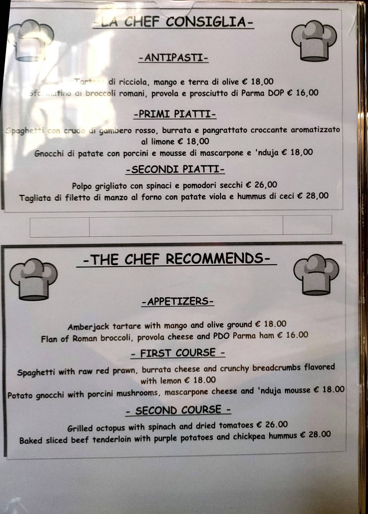 Menu di Ristorante Petrucci 