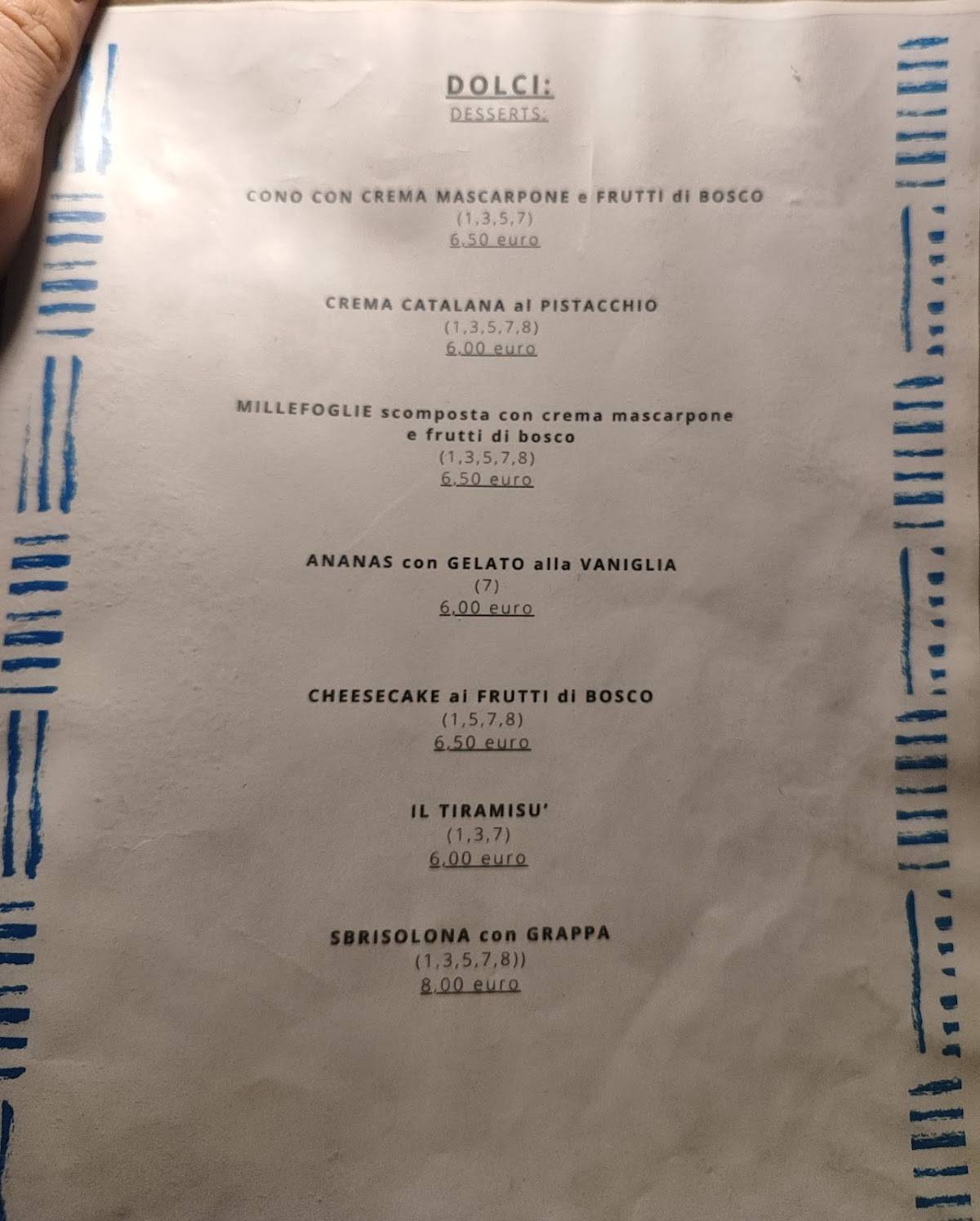 Menu di Ristorante Piccola Plasa