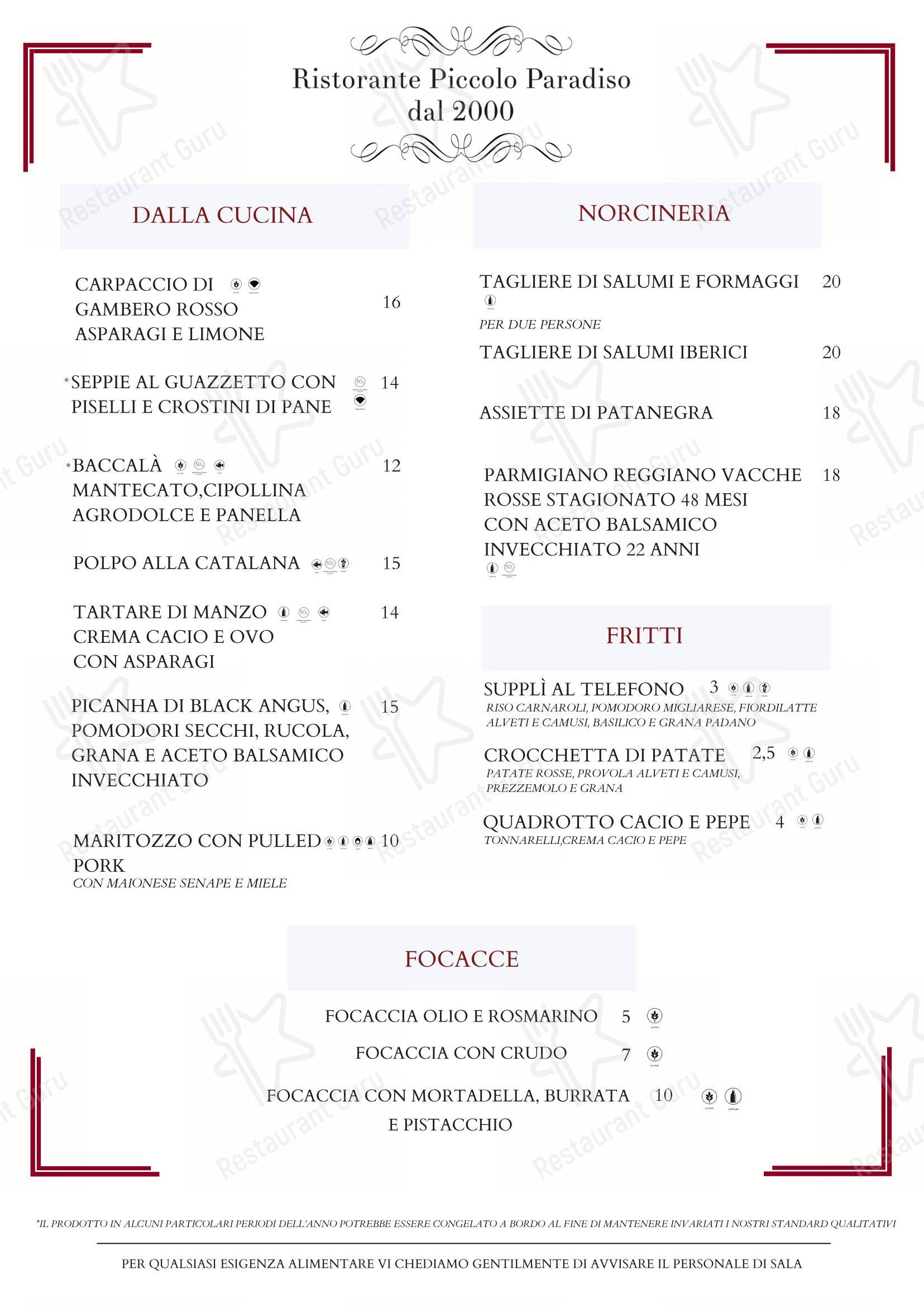 Ristorante Piccolo Paradiso Roma (Casalotti) in Roma - Menu bar