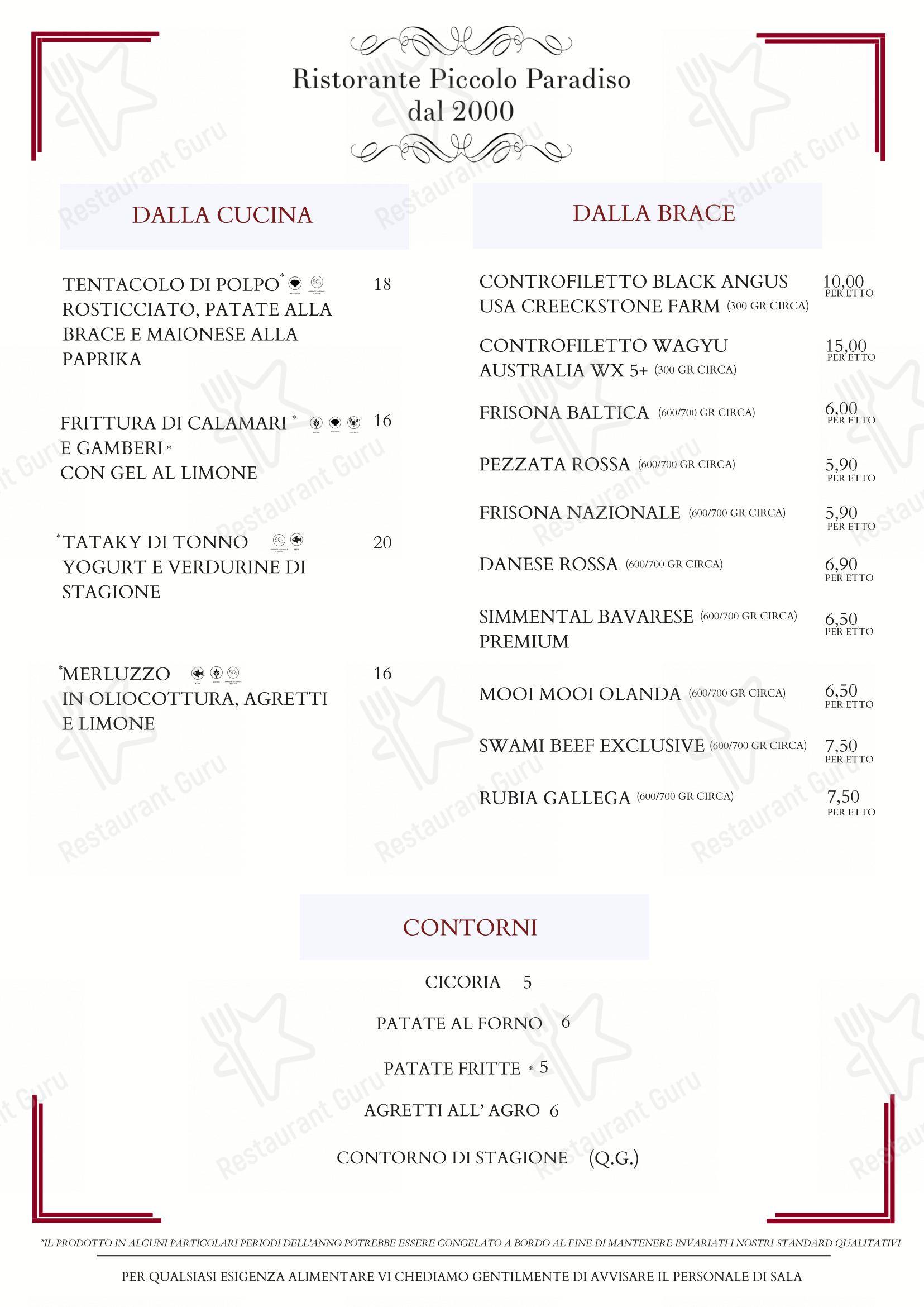 Ristorante Piccolo Paradiso Roma (Casalotti) in Roma - Menu bar