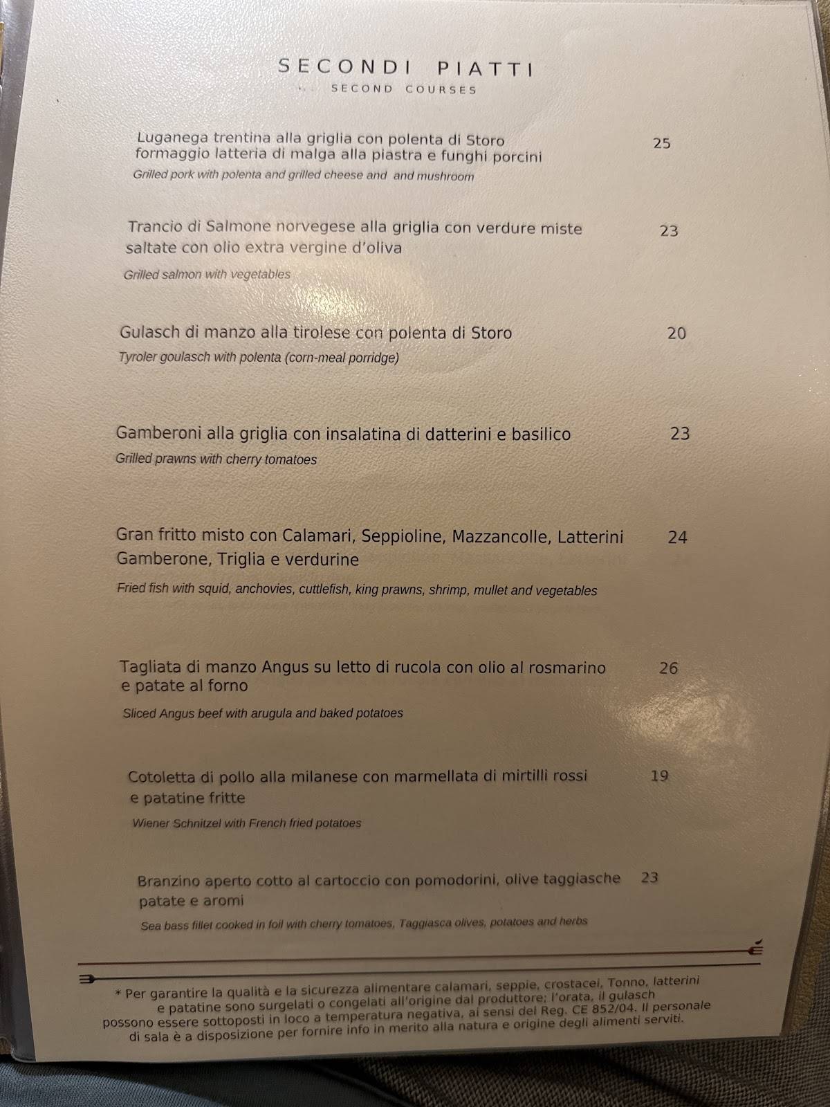 Menu di Ristorante Pizzeria Chistè Trento 