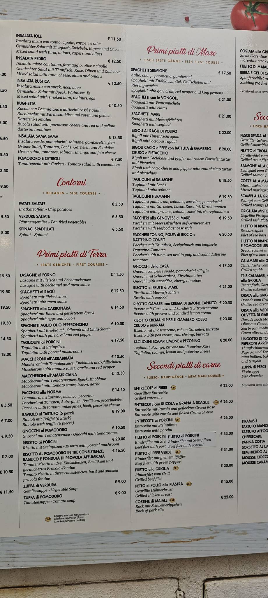 Menu di Ristorante Pizzeria Da Pedro e Pedrotto 