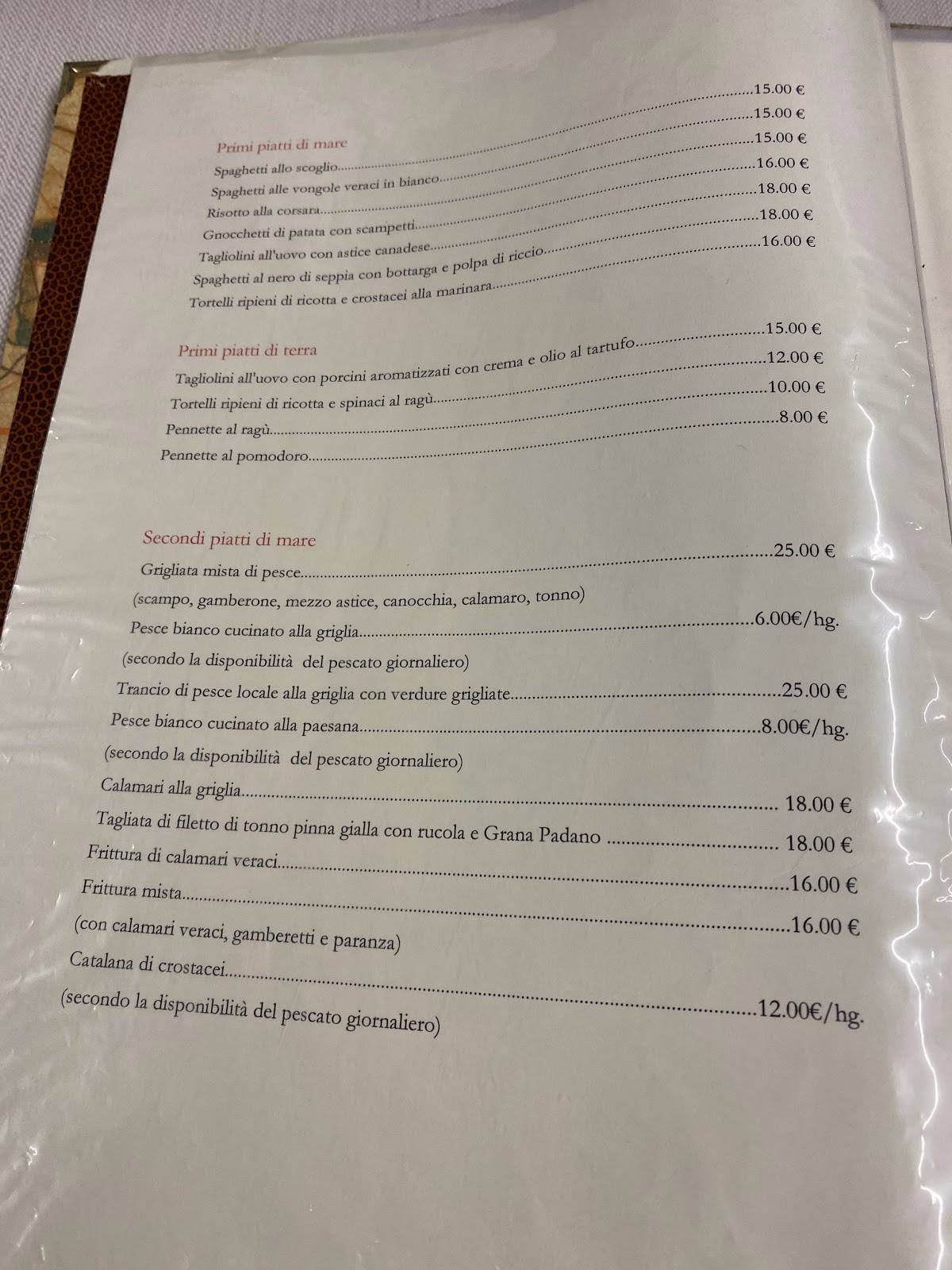 Menu di Ristorante Pizzeria Elena 