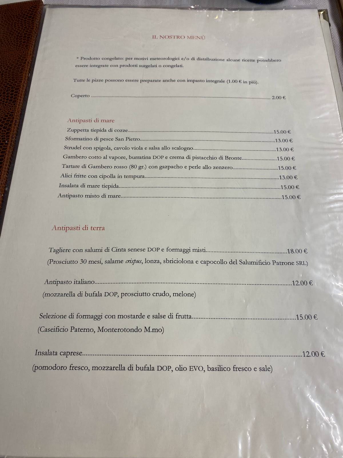 Menu di Ristorante Pizzeria Elena 