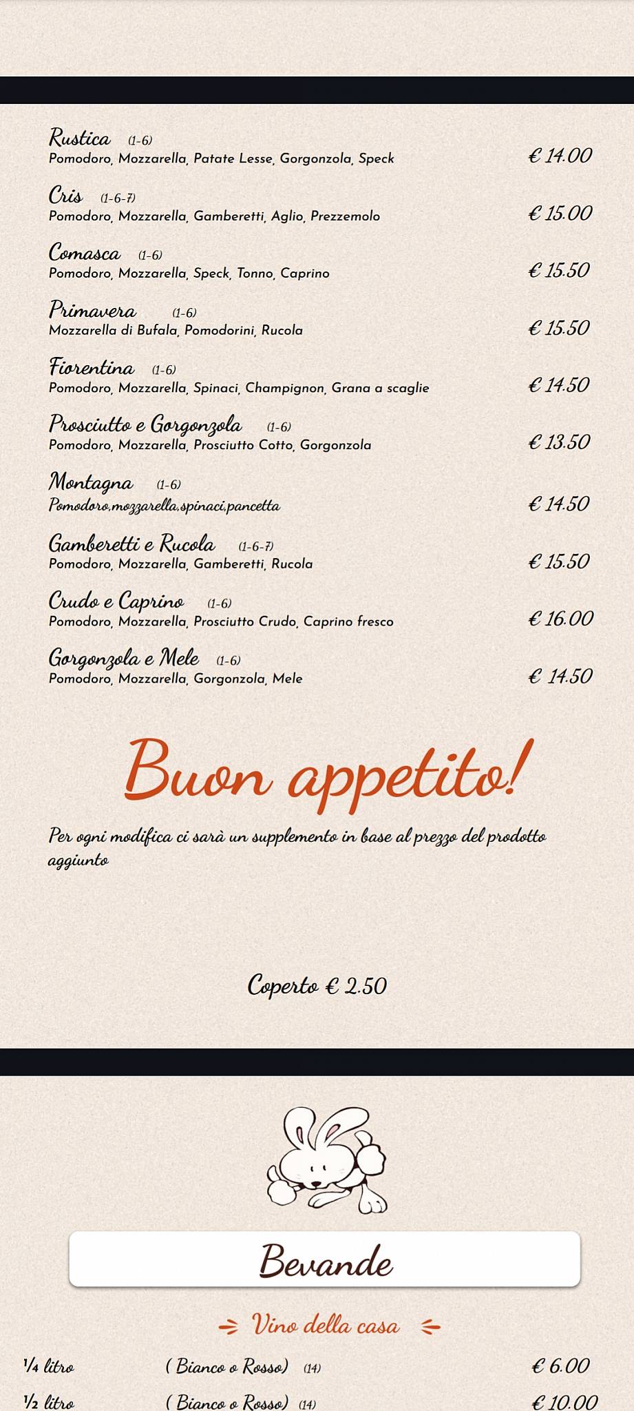 Menu di Ristorante Pizzeria Il Cris 