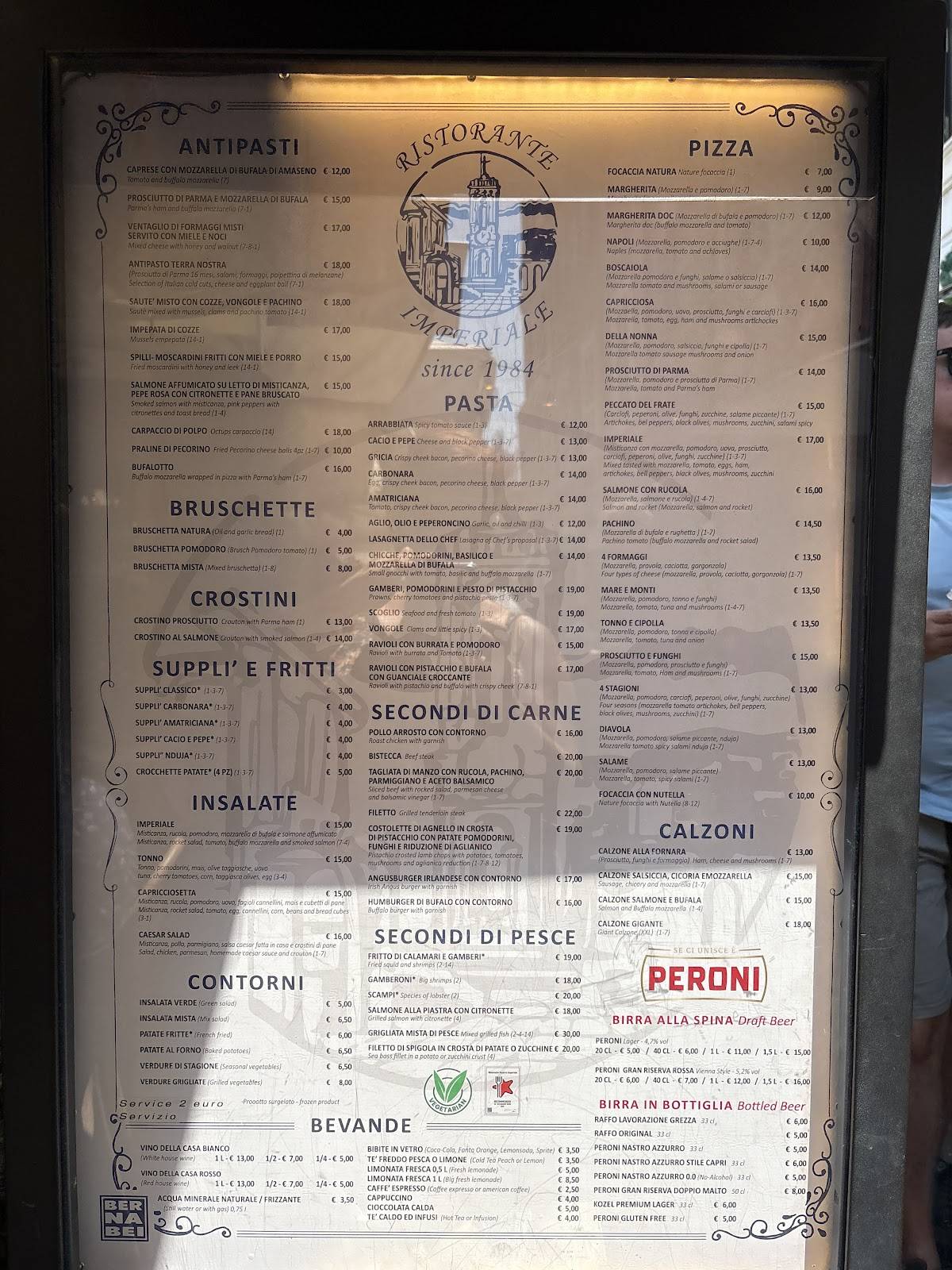 Menu di Ristorante Pizzeria Imperiale 