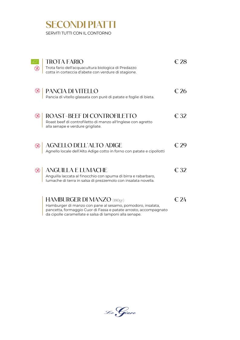 Menu de Ristorante Pizzeria Le Giare