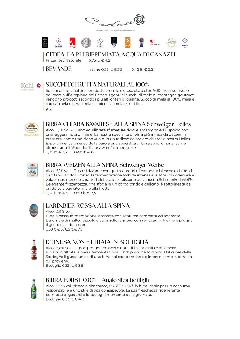 Menu de Ristorante Pizzeria Le Giare