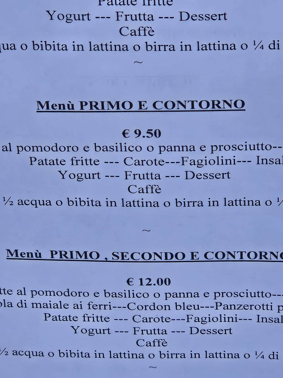 Menu di Ristorante Pizzeria Nazionale 