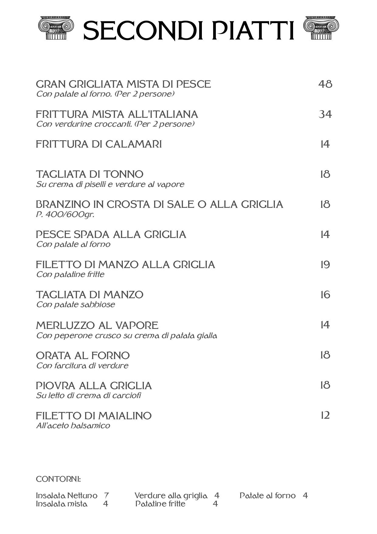 Menu di Ristorante Pizzeria Nettuno - Comun Nuovo - Bergamo 