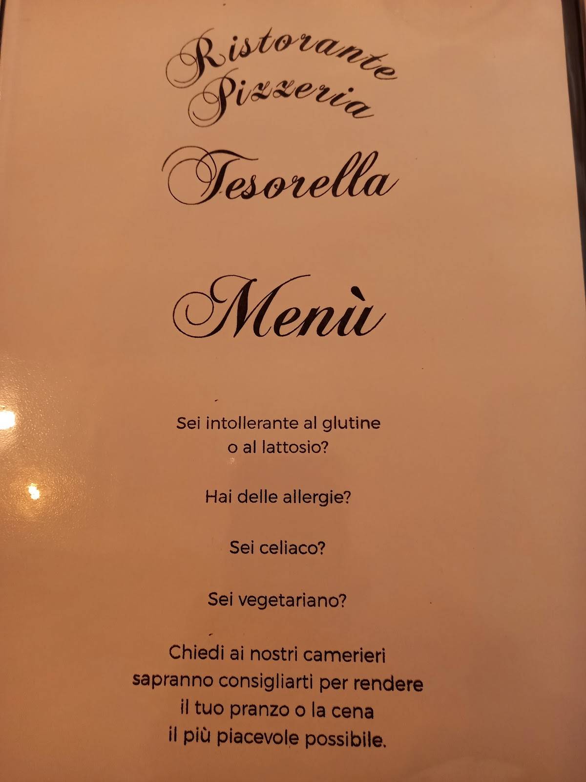 Menu di Ristorante Pizzeria Tesorella 