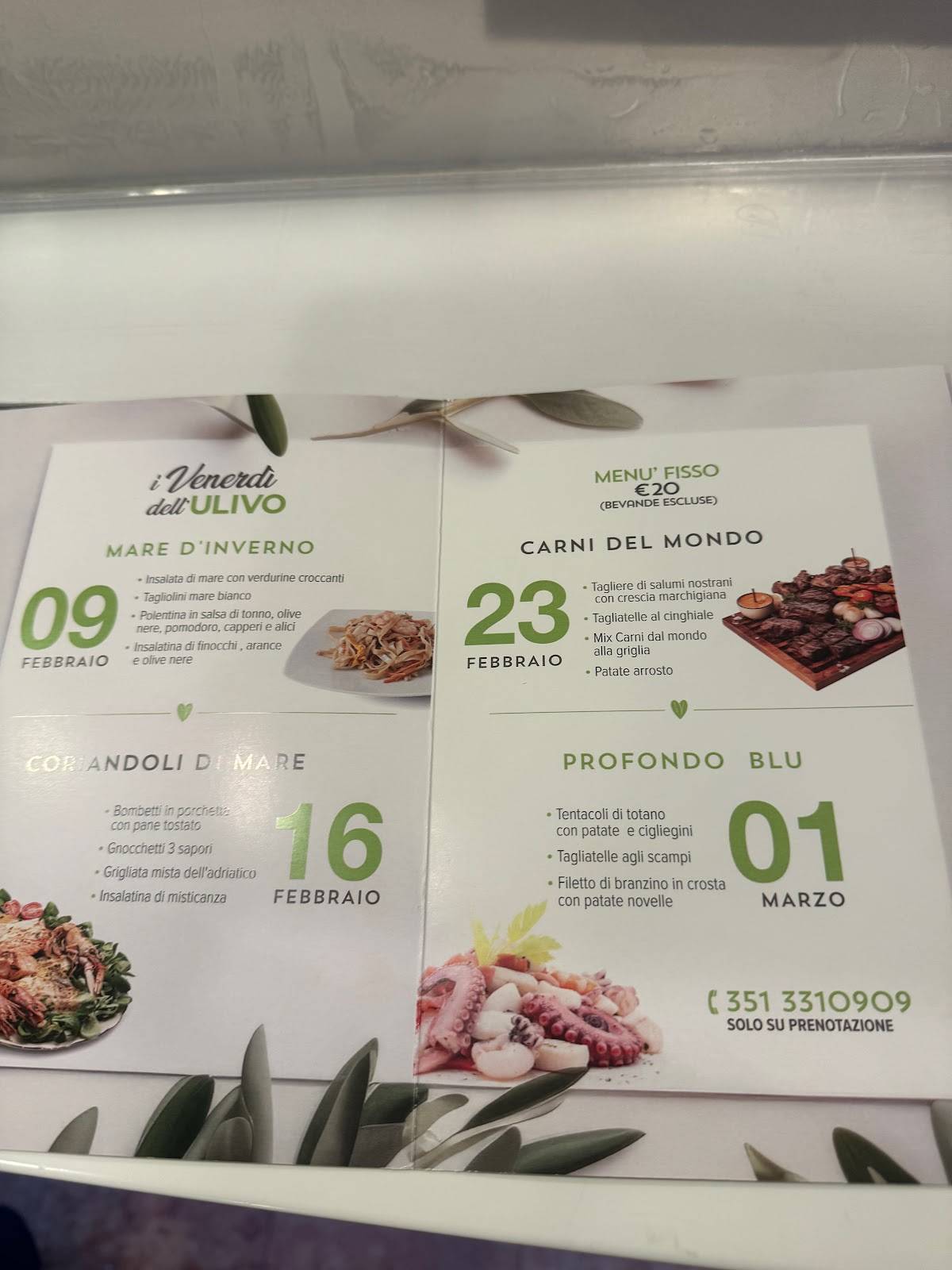 Menu di Ristorante Pizzeria l'Ulivo del Conero 