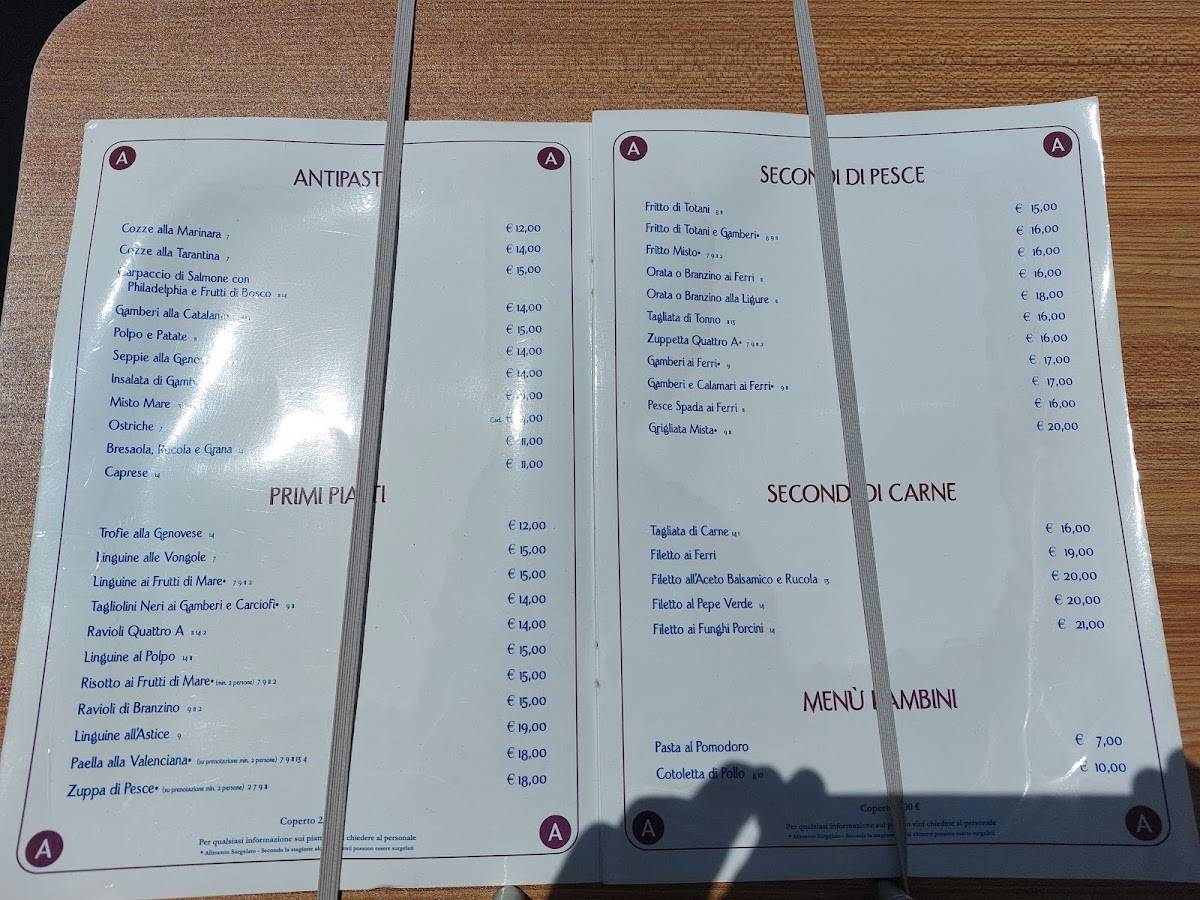 Menu di Quattro A 