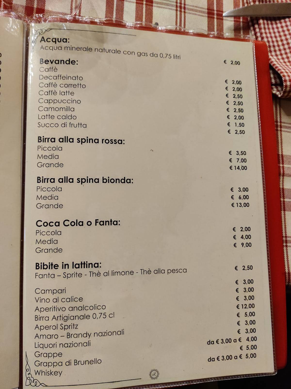 Menu di Ristorante Roggi dal 1950 - Pizzeria 