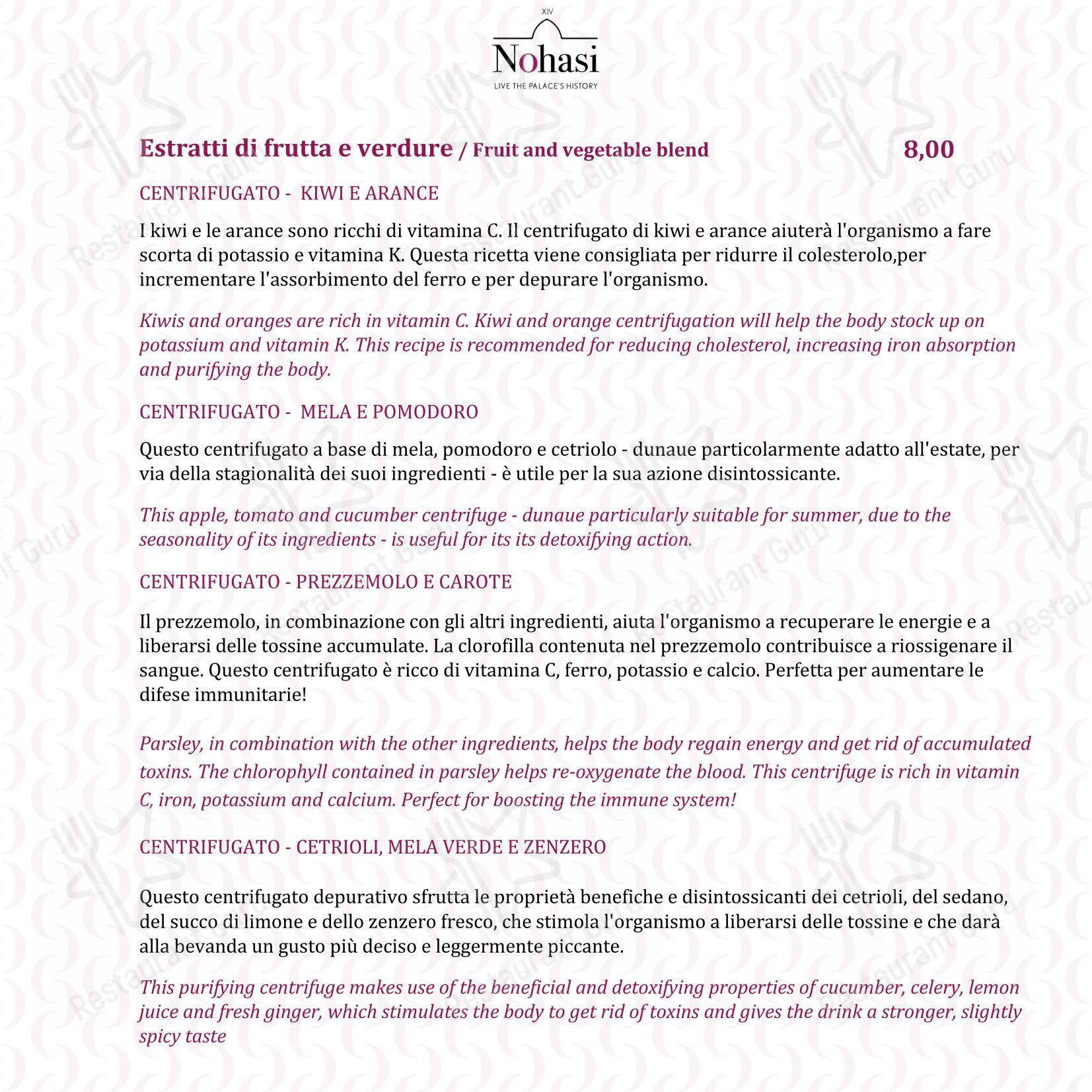 Menu pour Ristorante Signoria - Menu