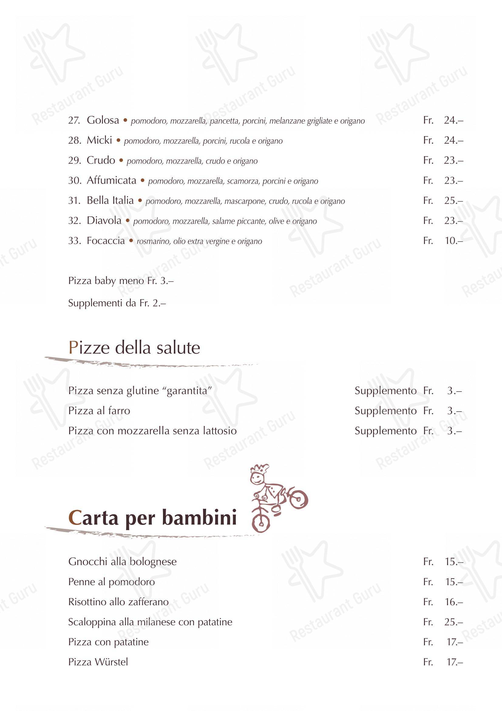 Menu pour Ristorante Sole - Menu bar