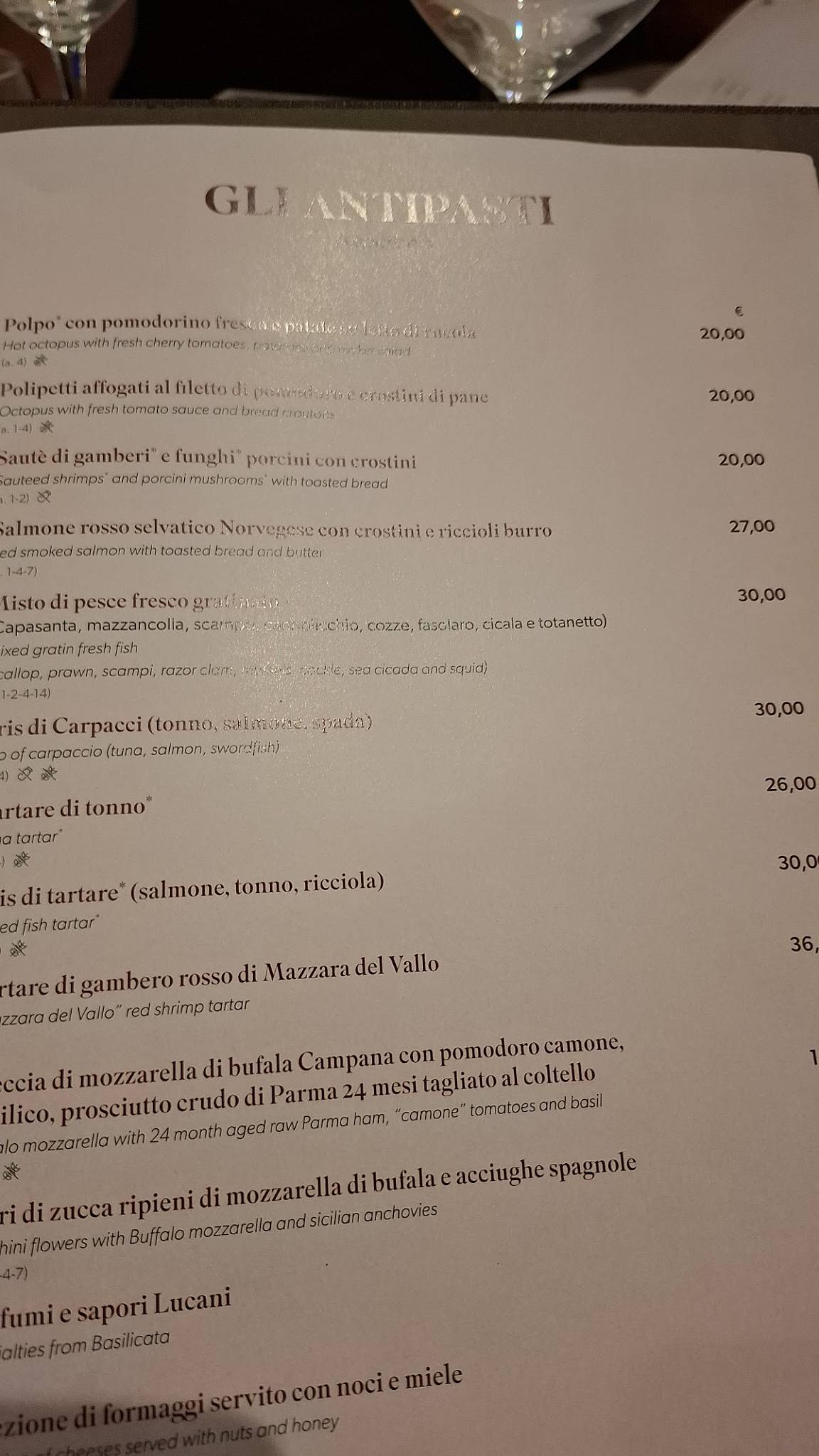 Menu di Ristorante Terraferma - Pesce e Cruditè 