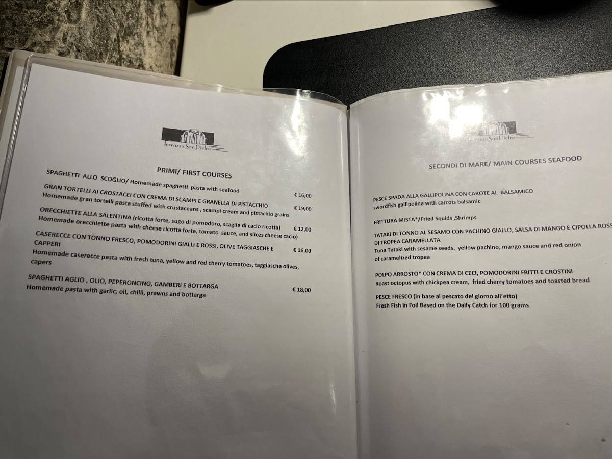 Menu di Ristorante Terrazza San Pietro 
