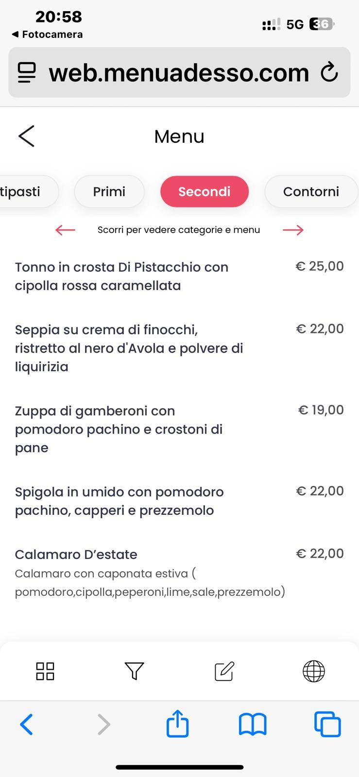 Menu di Ristorante Vicolo