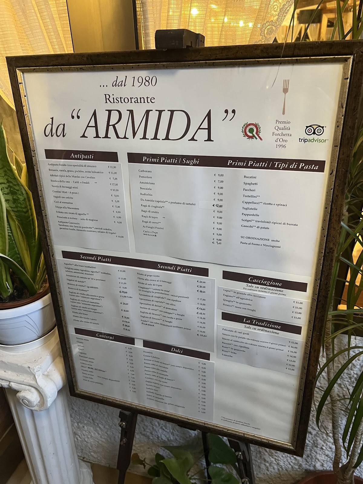 Menu di Ristorante da Armida - Le Cervare 