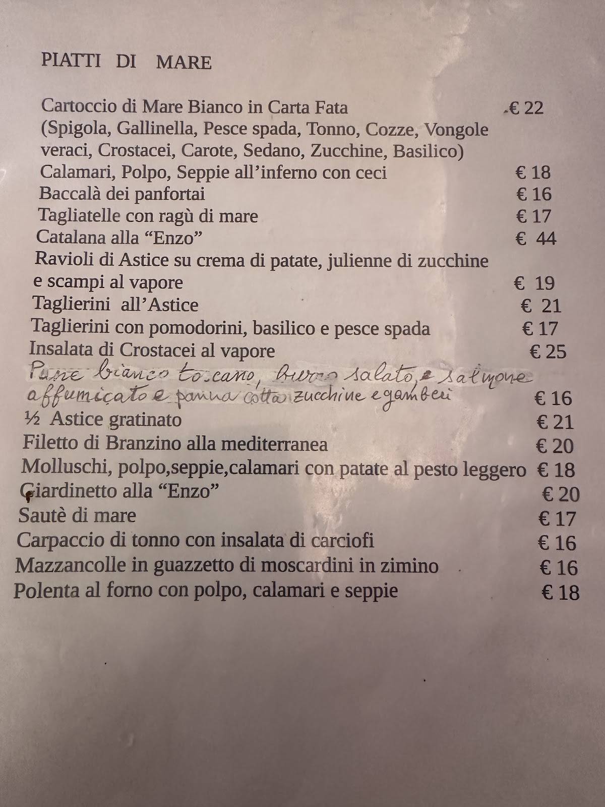 Menu di Ristorante da Enzo 