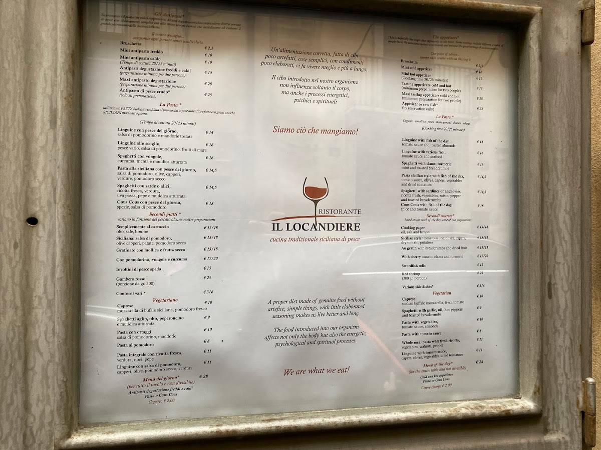 Menu di Ristorante il locandiere Caltagirone 
