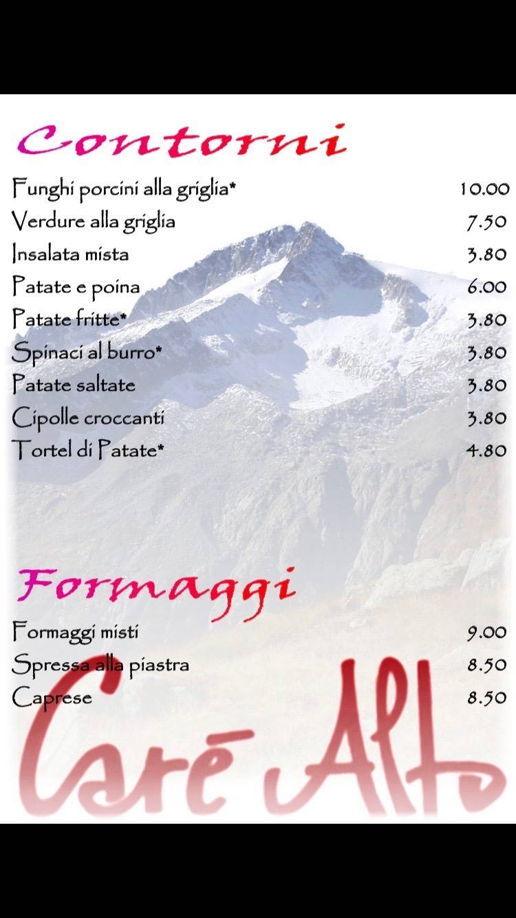 Menu di Carè Alto 