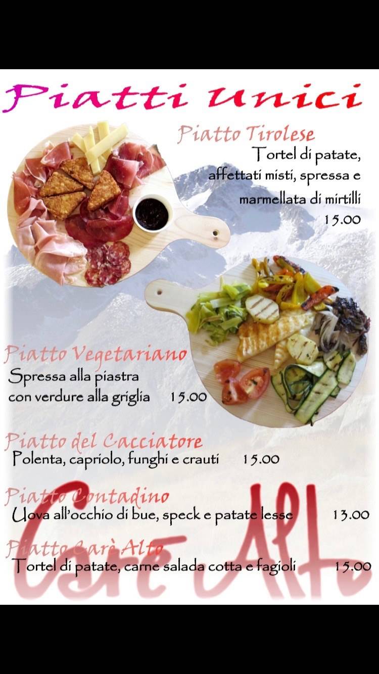 Menu di Carè Alto 
