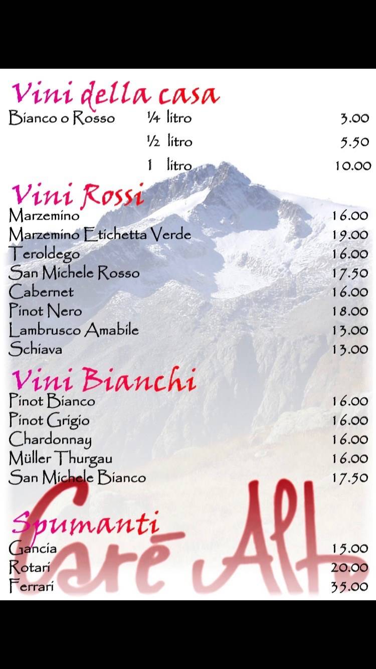 Menu di Carè Alto 