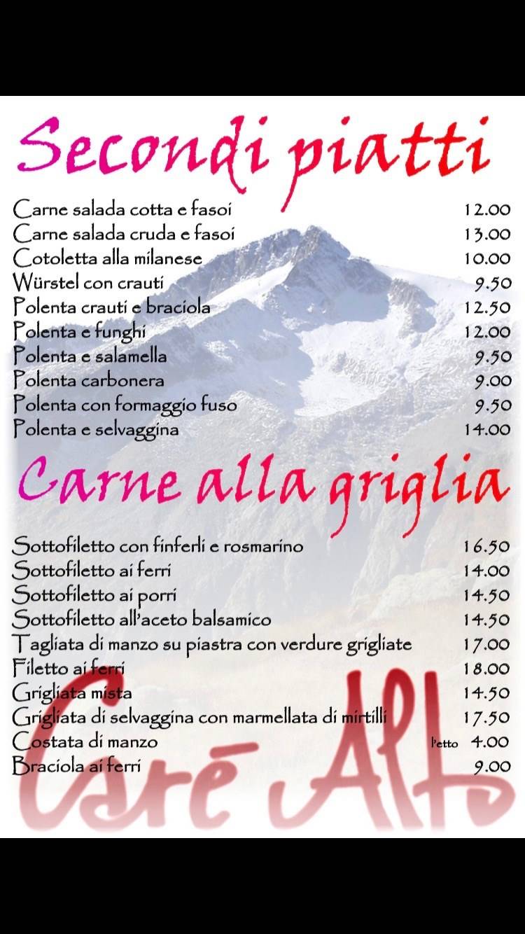 Menu di Carè Alto 
