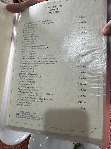 Menu di Ristorante skizzi di mare 