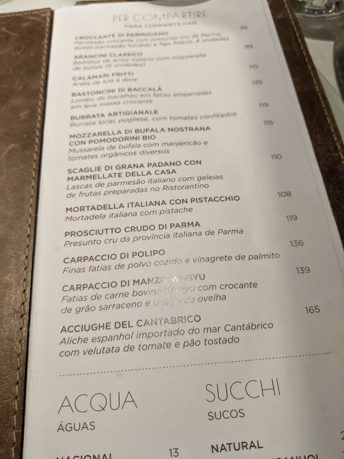 Ristorantino cardápio