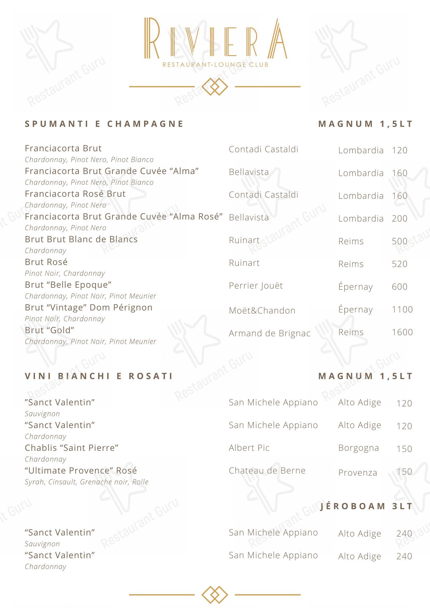 Riviera Milano Restaurant - Lounge Club in Milano - Крафт меню