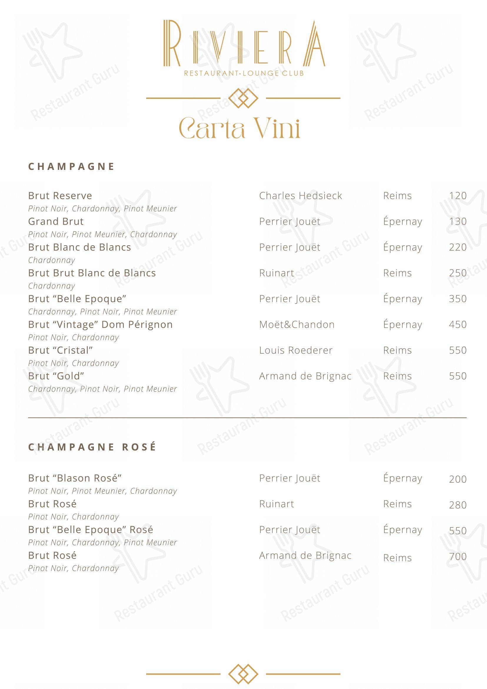 Riviera Milano Restaurant - Lounge Club in Milano - Крафт меню