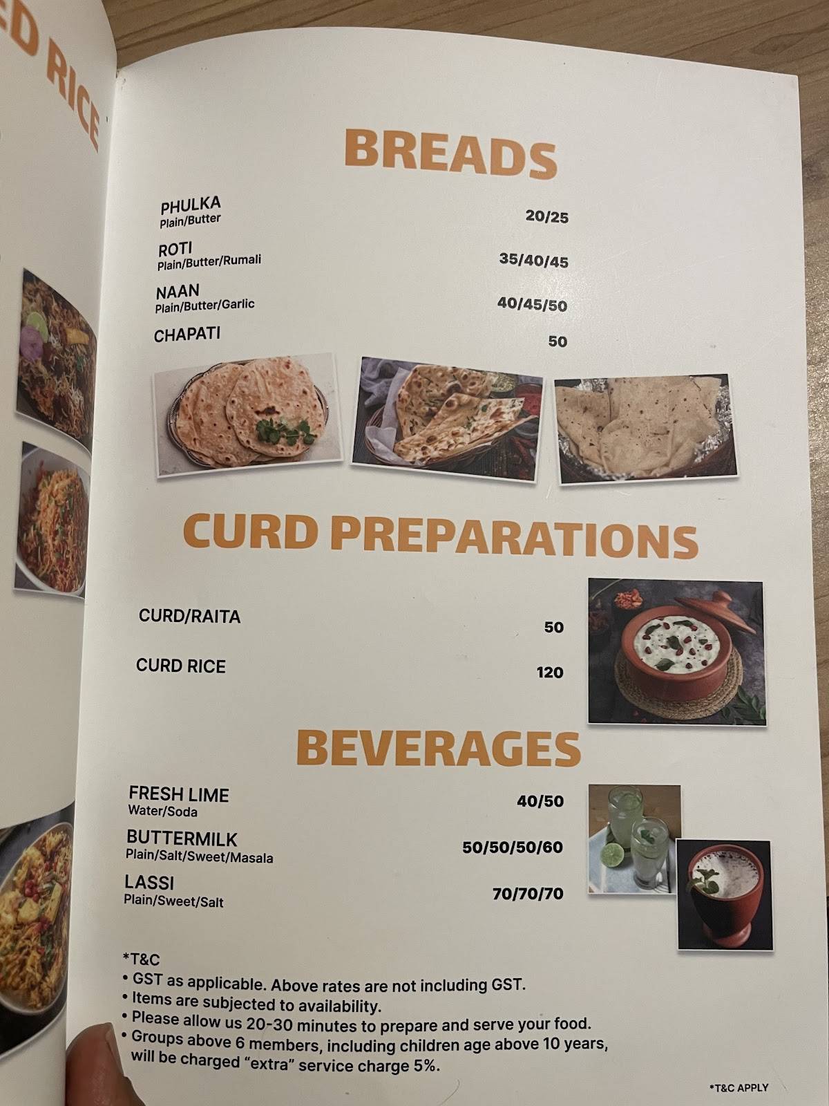 Riviera Restaurant menu
