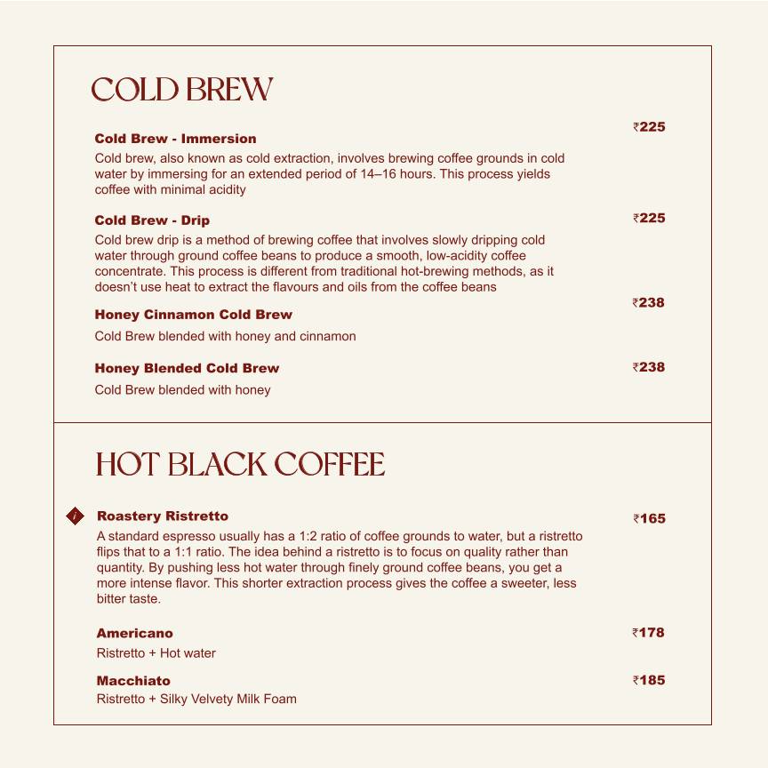 Roastery Coffee House Gomti Nagar menu