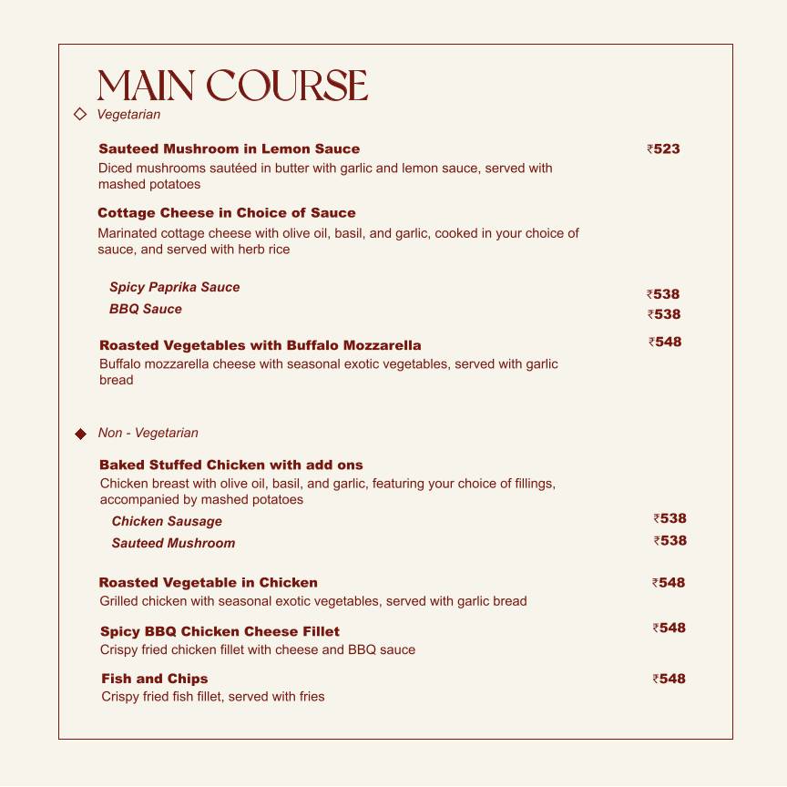 Roastery Coffee House Gomti Nagar menu