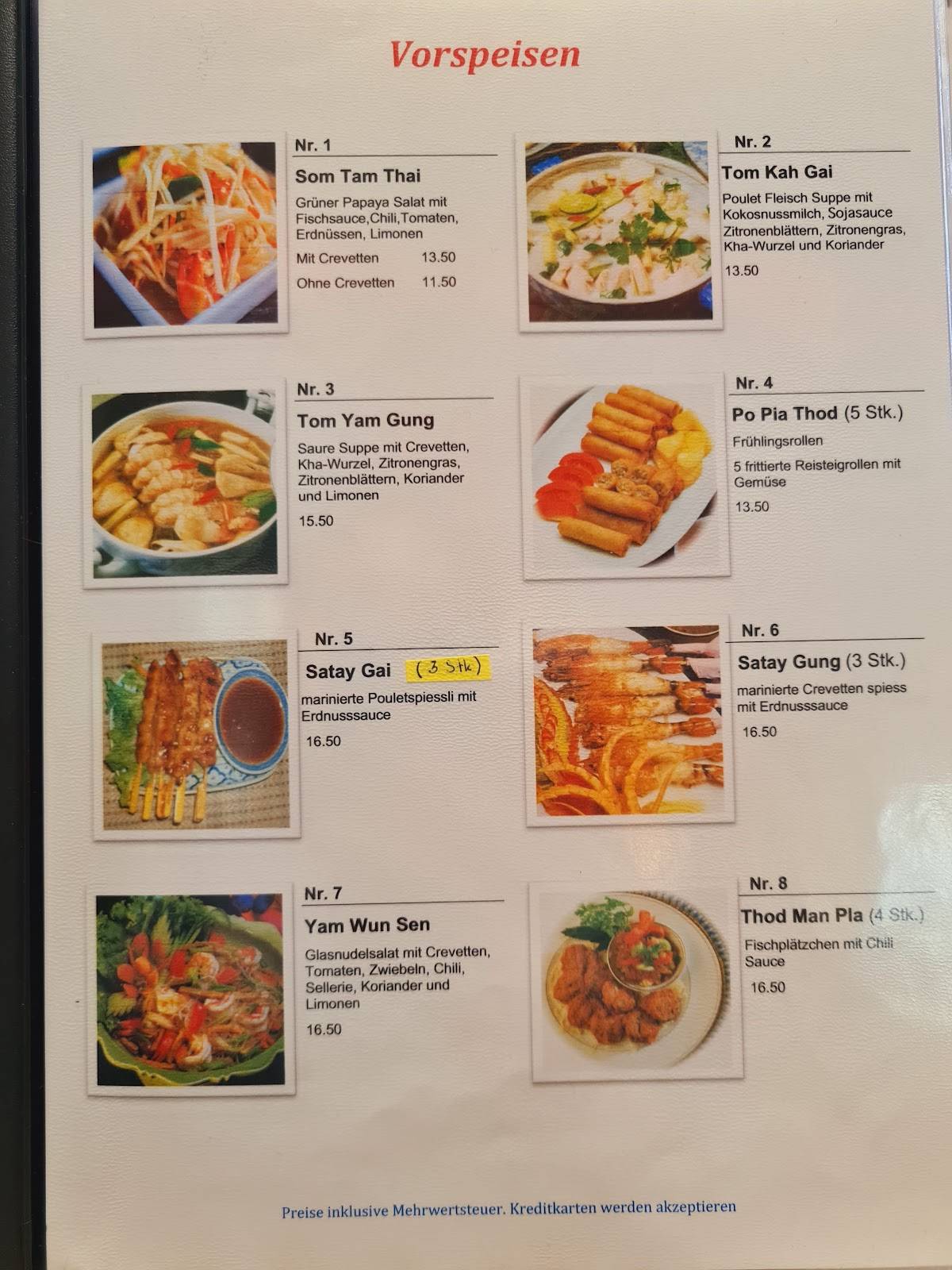 Menu di Roi-Et Thai restaurant 