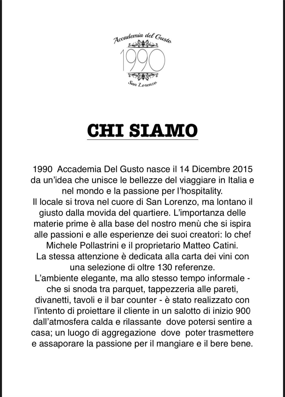Menu di Accademia del Gusto 1990 