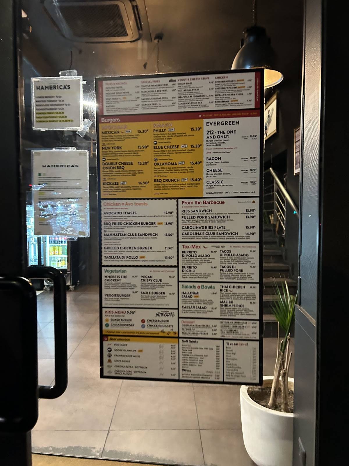Menu de Hamerica’s Roma zona Prati Vaticano