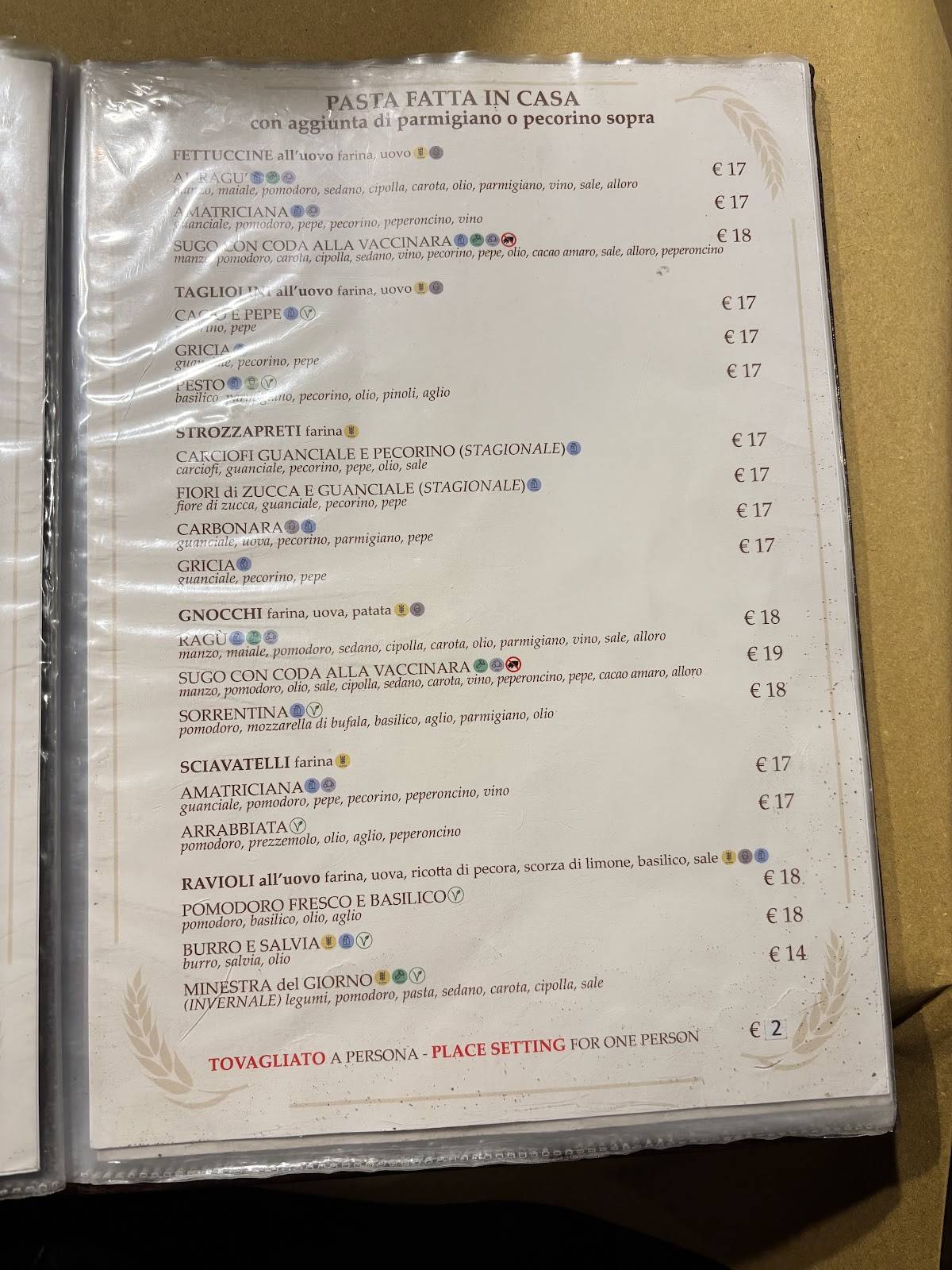 Menu di Osteria da Fortunata - Pellegrino 