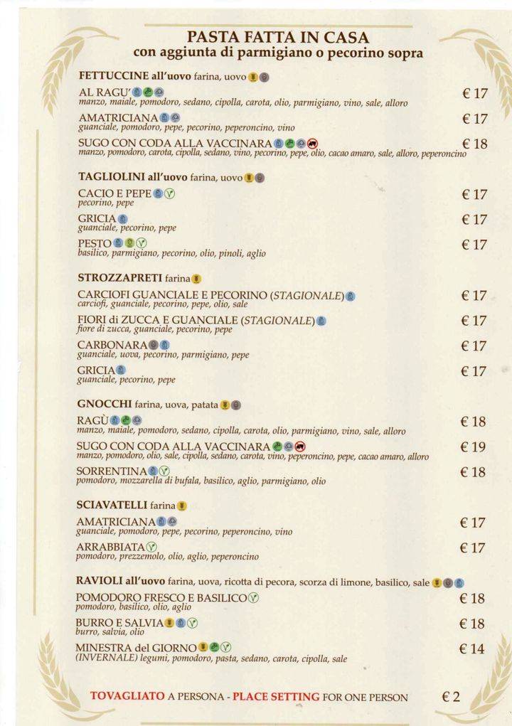 Menu di Osteria da Fortunata - Pellegrino 