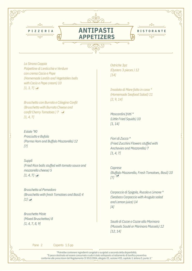 Menu di Ristorante Le Caveau 