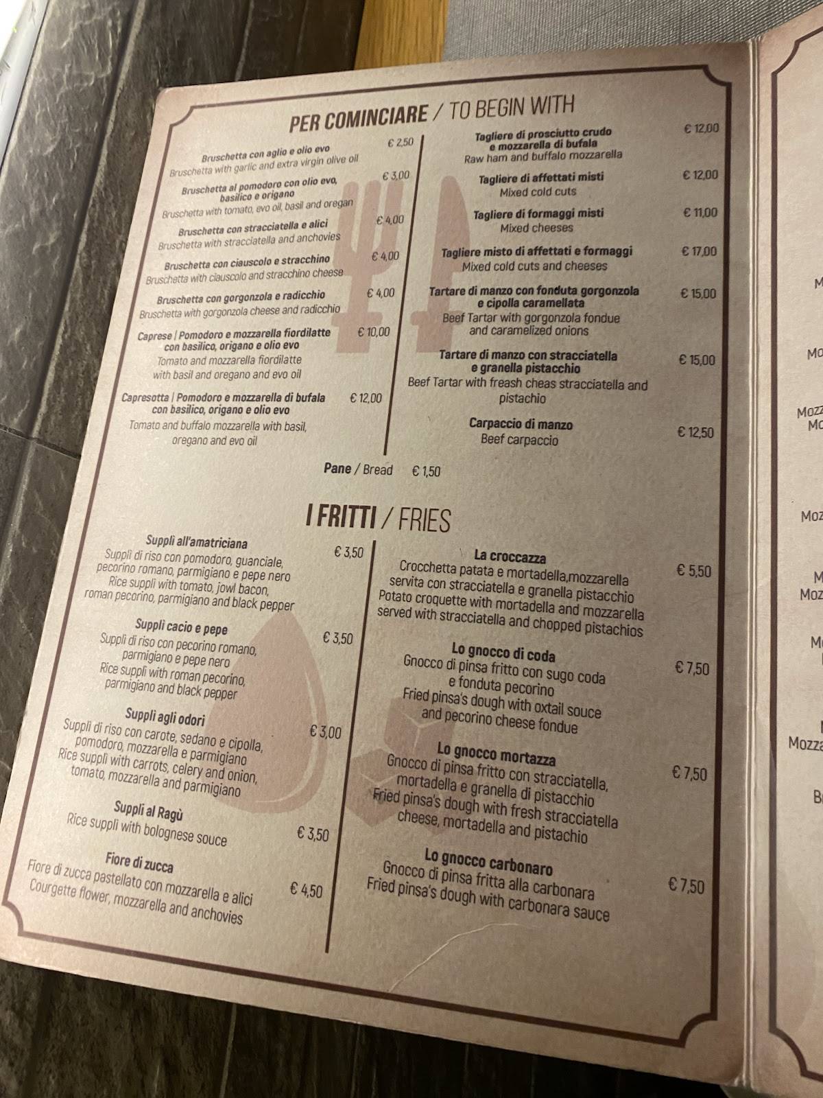 Menu di Ristorante Magno Roma 