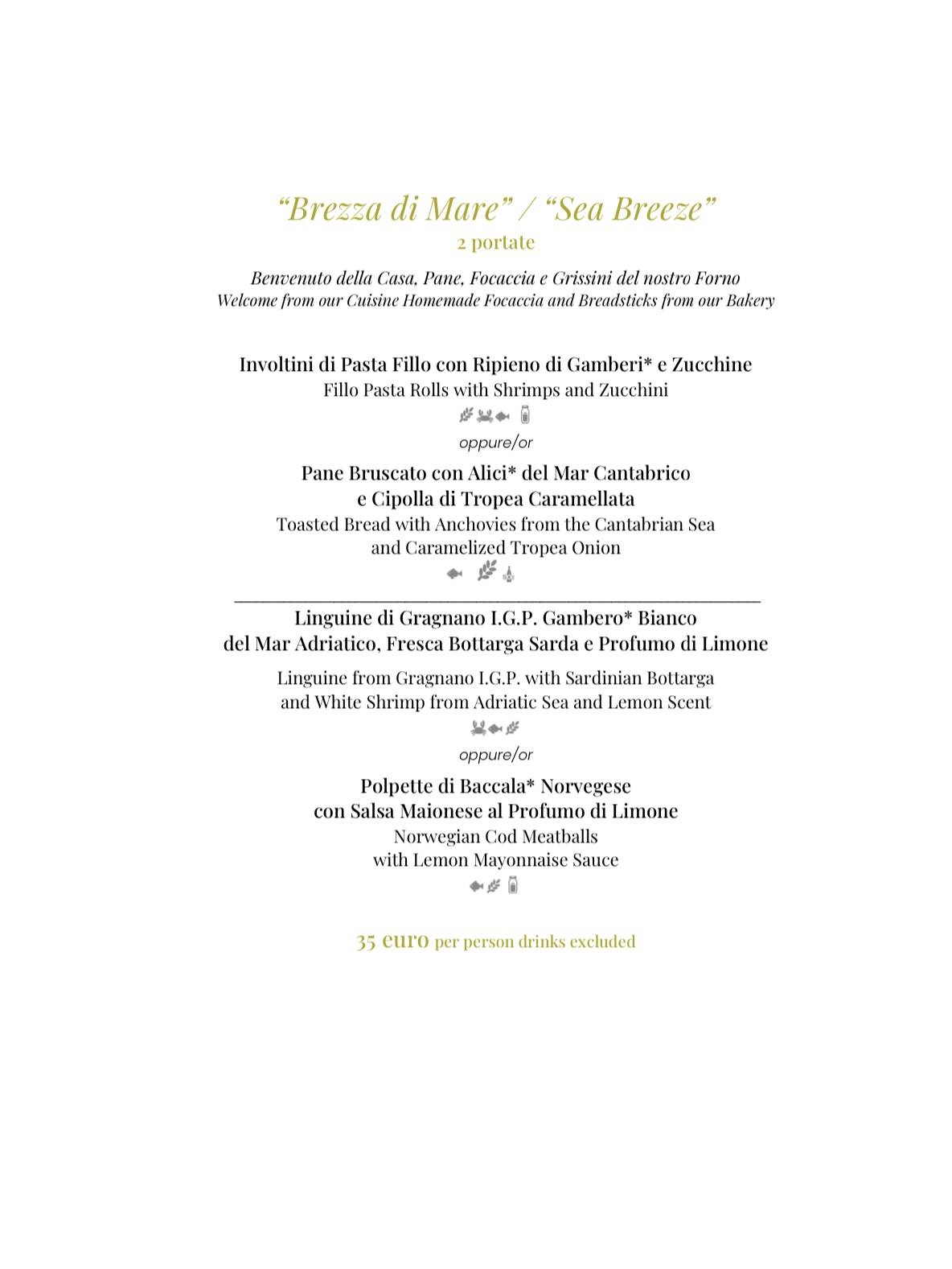 Menu di Ristorante Terrazza Caravita 
