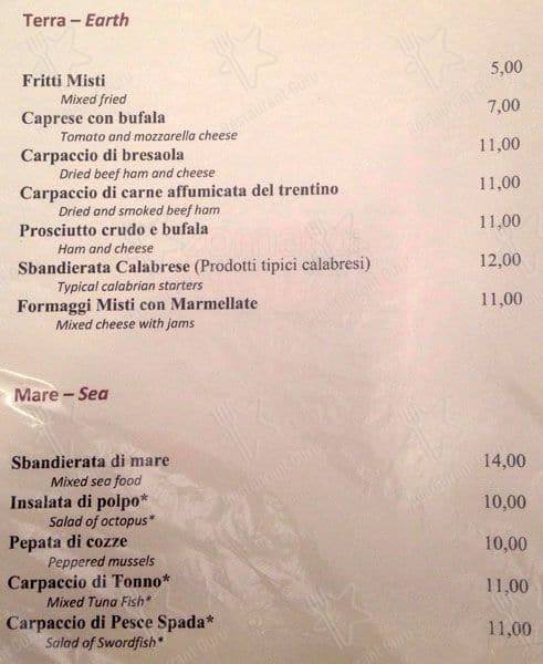 Menu di Rosso Tiziano 