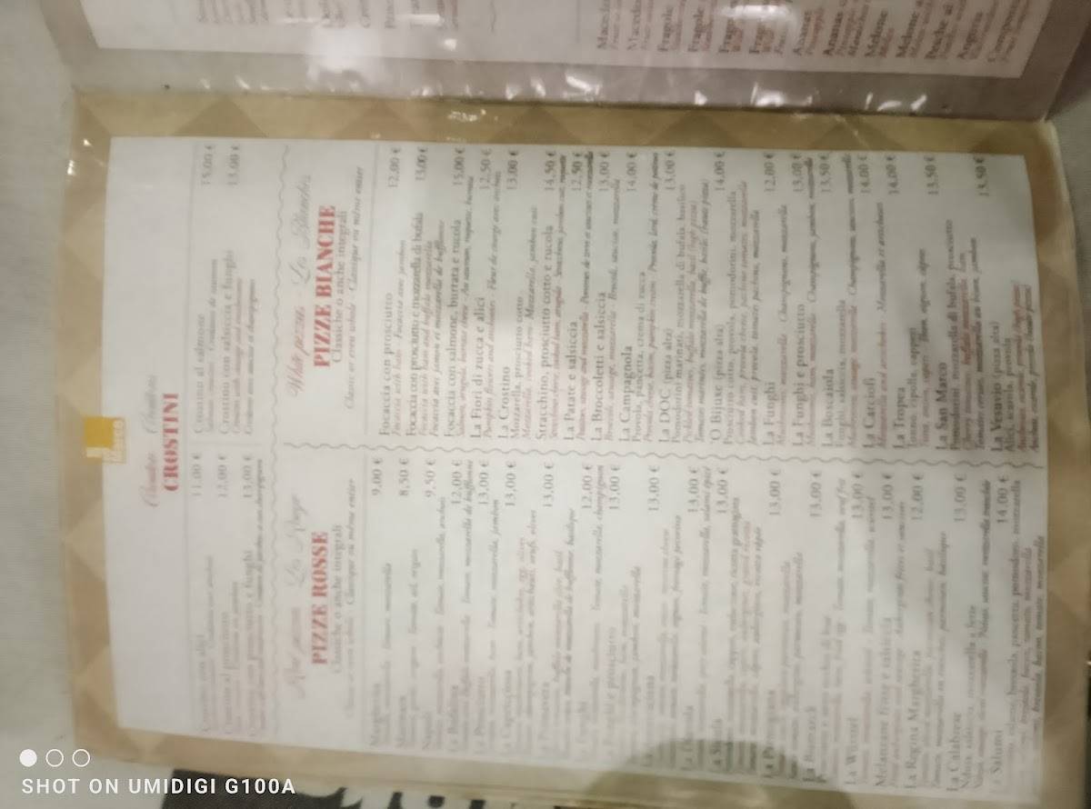 Menu di Pizzeria San Marco - Ristorante Via Sardegna 