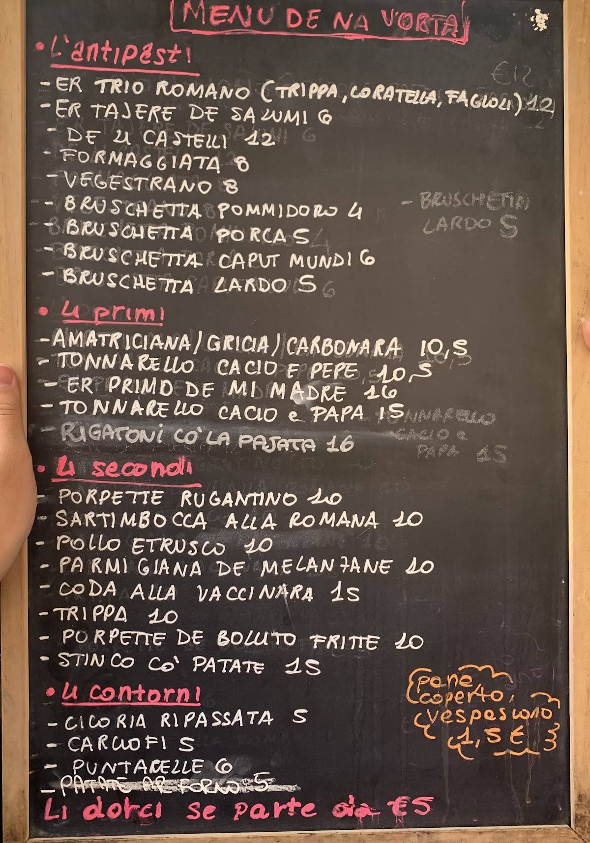 Menu di Taverna del Fuorisede 