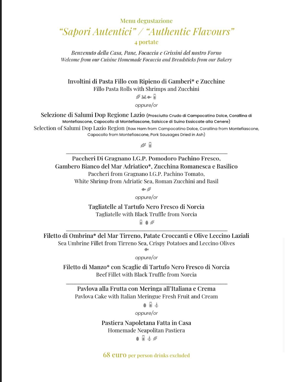 Menu di Ristorante Terrazza Caravita 