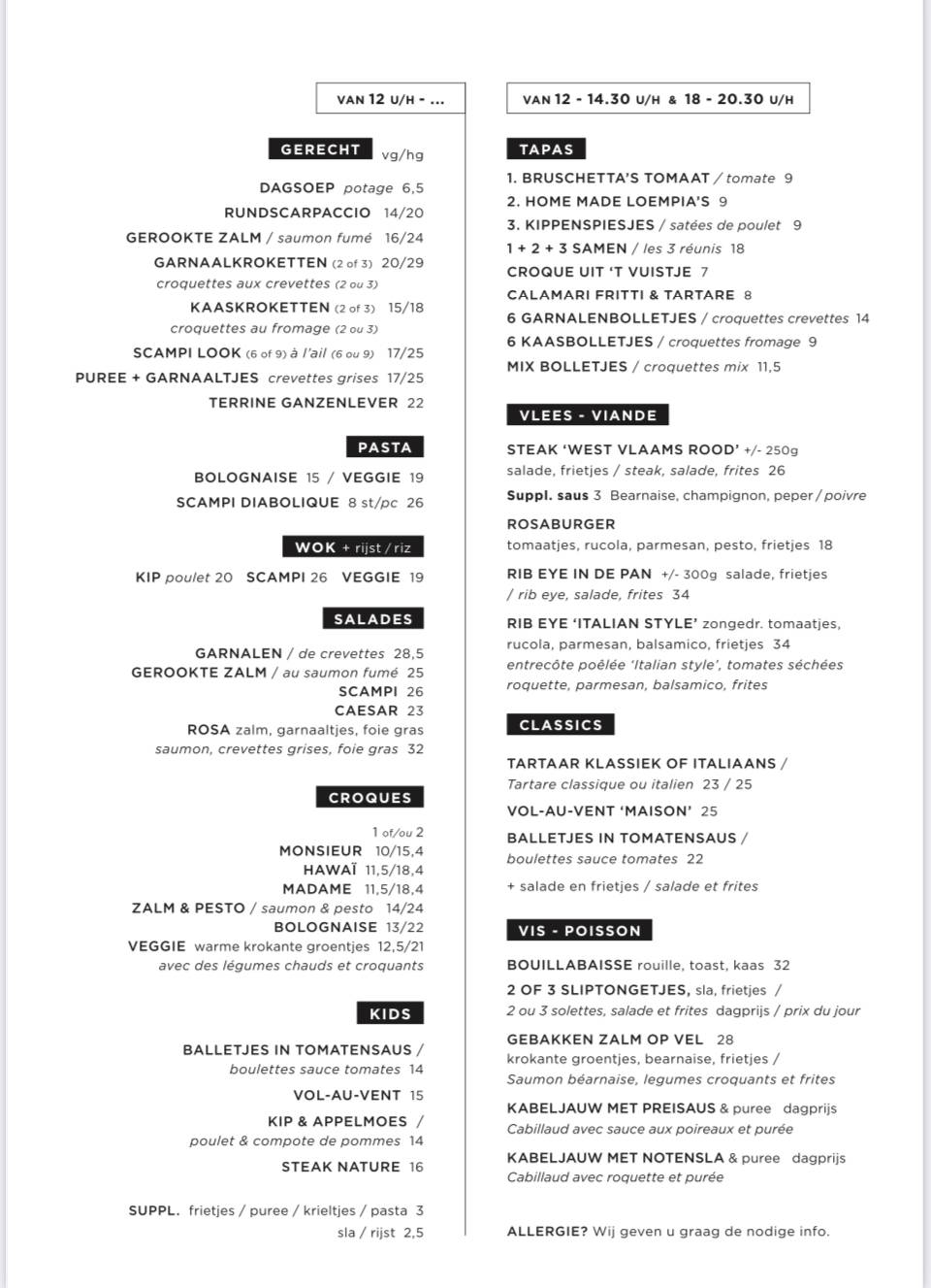 Menu de Rosa